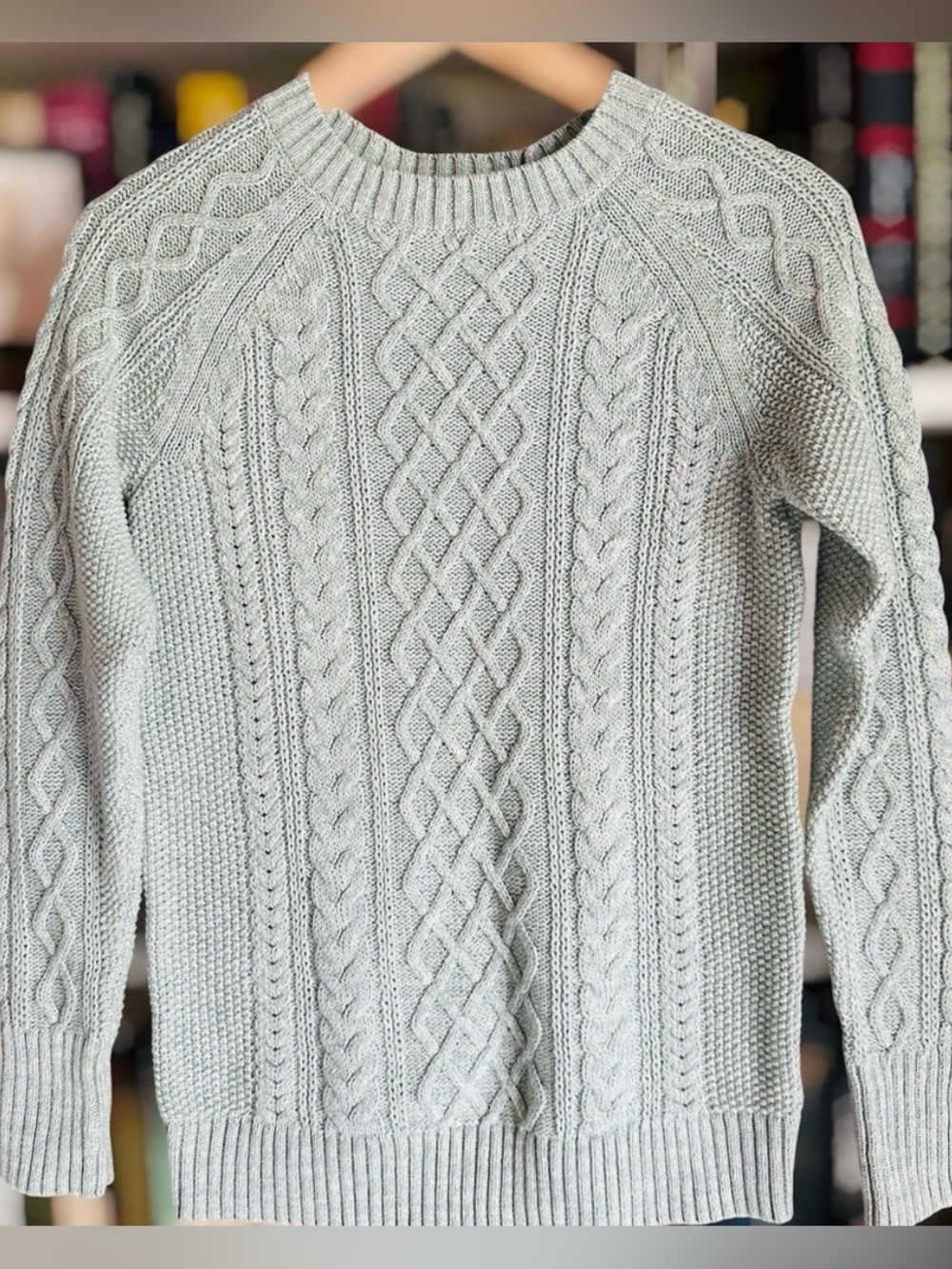 GAP Mint Green Cable Knit Crewneck Sweater XS